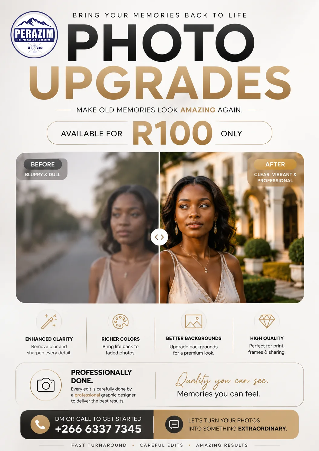 Before and after Perazim photo upgrade example